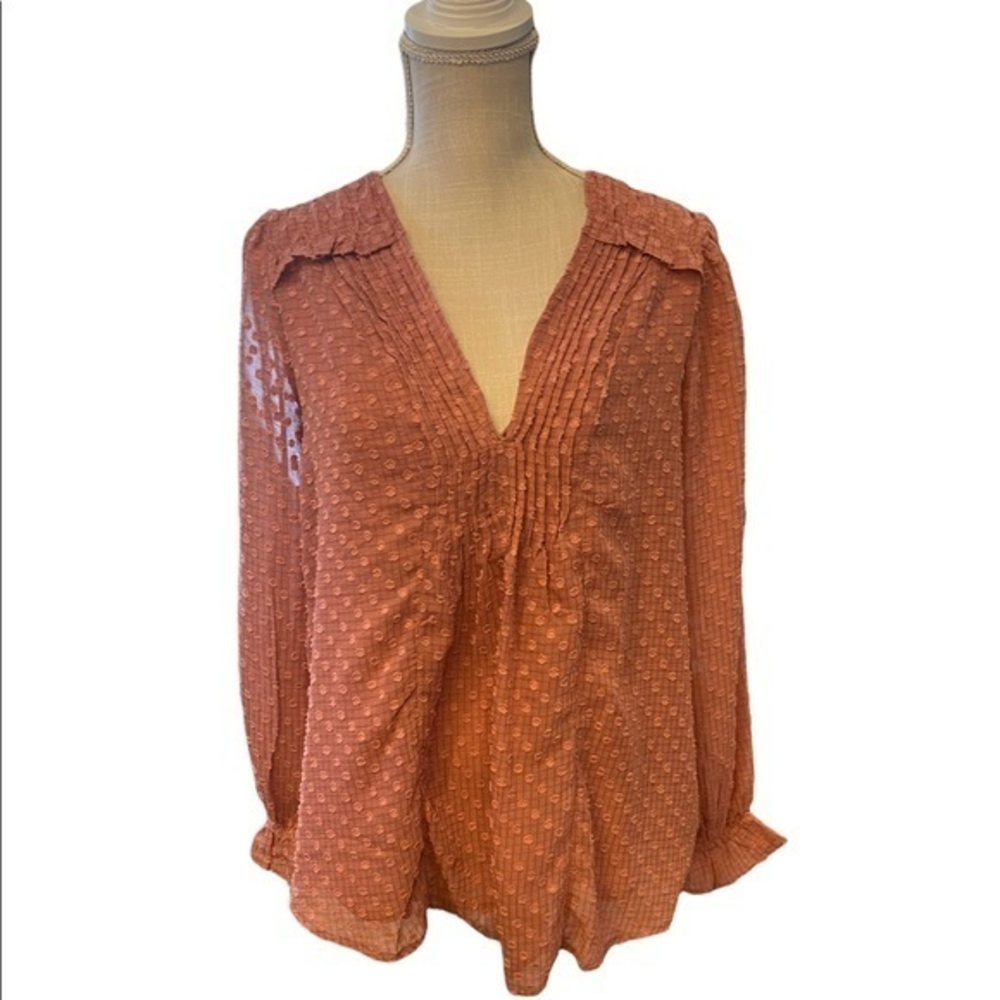 By the River size medium beautiful boho shirt with elastic long sleeves